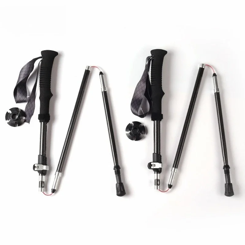 Trekking Pole Carbon - Praktische klassische 3K-Carbonfaser-Trekkingstöcke mit fünf Sektionen,