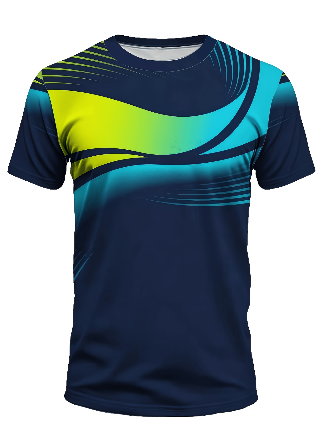 Running Gear Winter - Herren Hochelastisches Schnelltrocknendes Sport-Kompressionsshirt mit Farbverlauf-Linien-Print