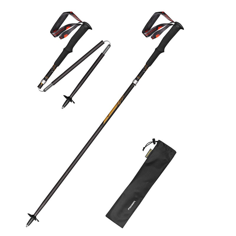 Trekking Pole Carbon - 99 % Kohlefaser, zusammenklappbarer Gehstock, ultraleicht,