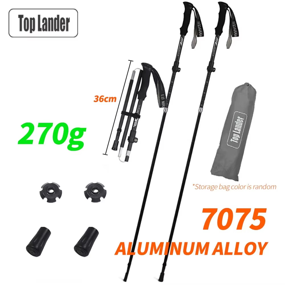 Trekking Pole Carbon - Faltbarer Trekkingstock aus 7075-Aluminium, ultraleicht, verstellbar,