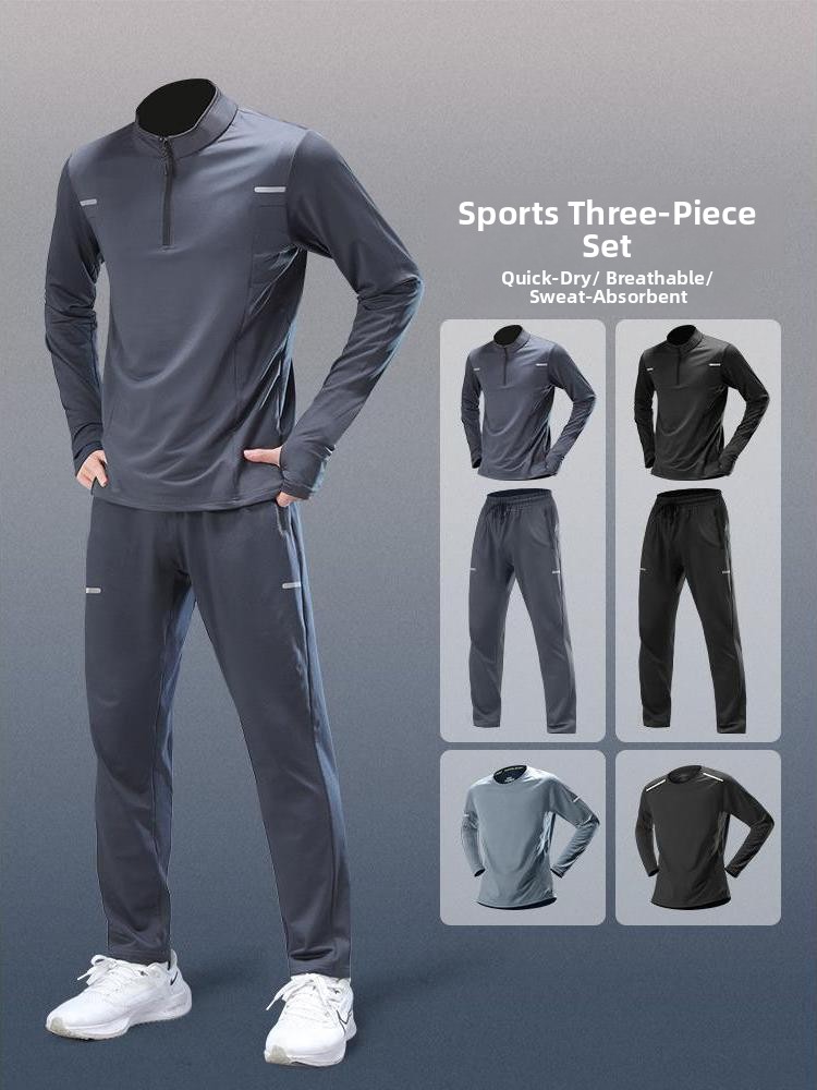 Running Gear Youth - Herren-Laufsportanzug, langärmlig, Fitness-Kleidung, schnell trocknend, Trainingsausrüstung,