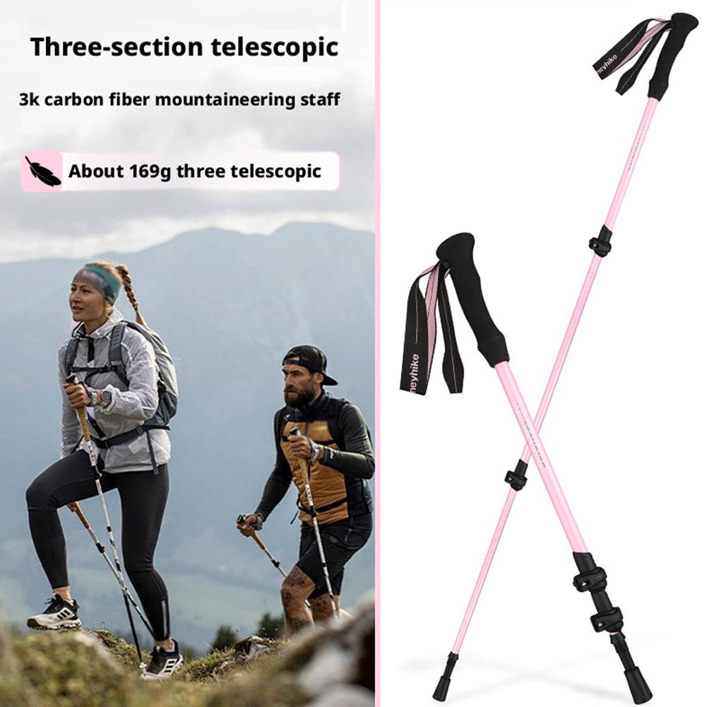 Trekking Pole Carbon - Ultraleichte, faltbare 3-teilige Trekkingstöcke, Carbon-Teleskop-Kletterstöcke mit