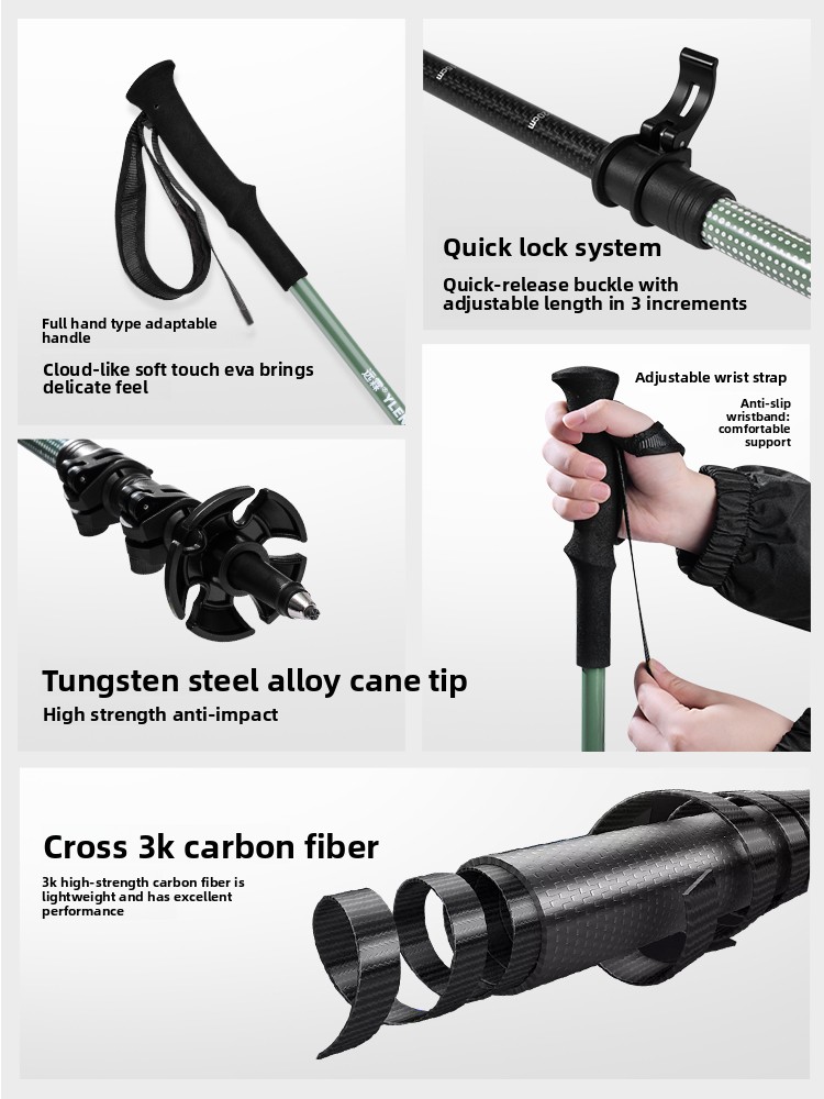 Professionelle 3K Carbonfaser  – Trekking Pole Carbon Bewertung und Preis